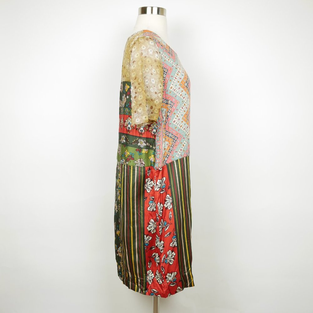 TINY by Anthropologie Women's S Green & pink floral short sleeve chiffon dress - Picture 6 of 10